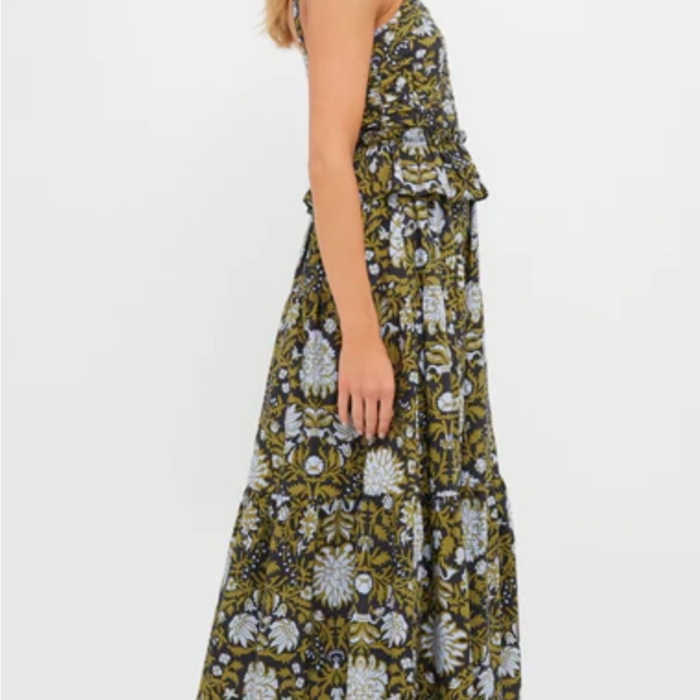 Chic Floral Maxi Dress in Olive and White